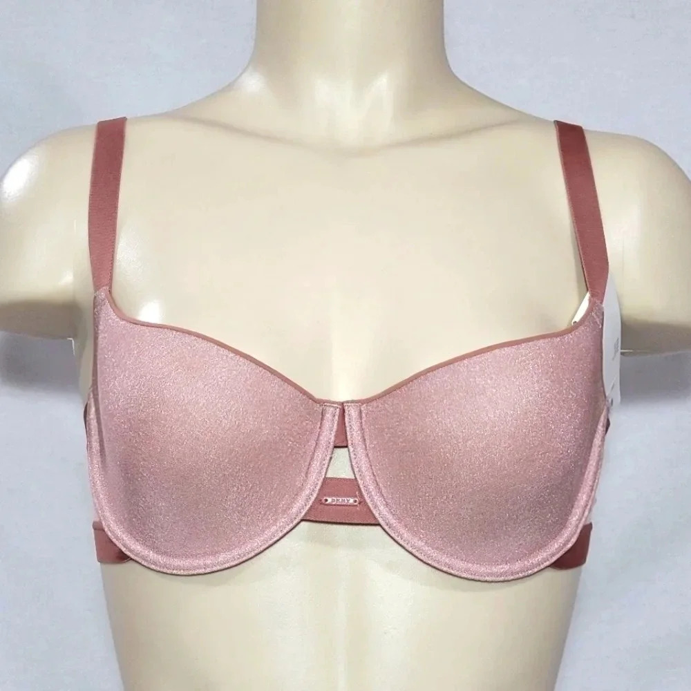 34B DKNY DK4940 Sheers Spacer T-Shirt Underwire Bra Shell Pink NWT New with Tags